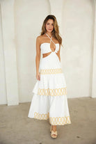Time embroidery Maxi Dress Off White Dress Epicplacess   