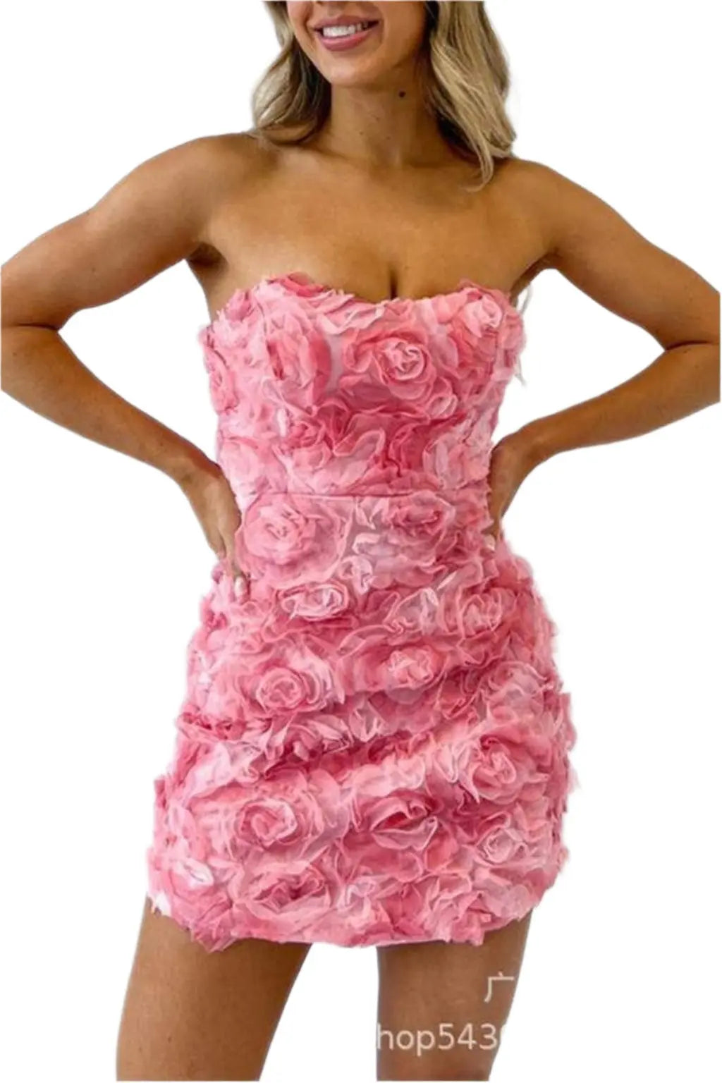 Rose Bouquet Mini Dress Pink - Epicplacess