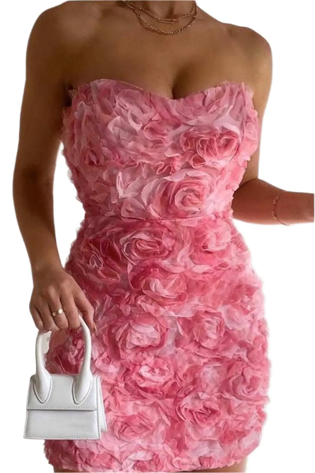 Rose Bouquet Mini Dress Pink - Epicplacess
