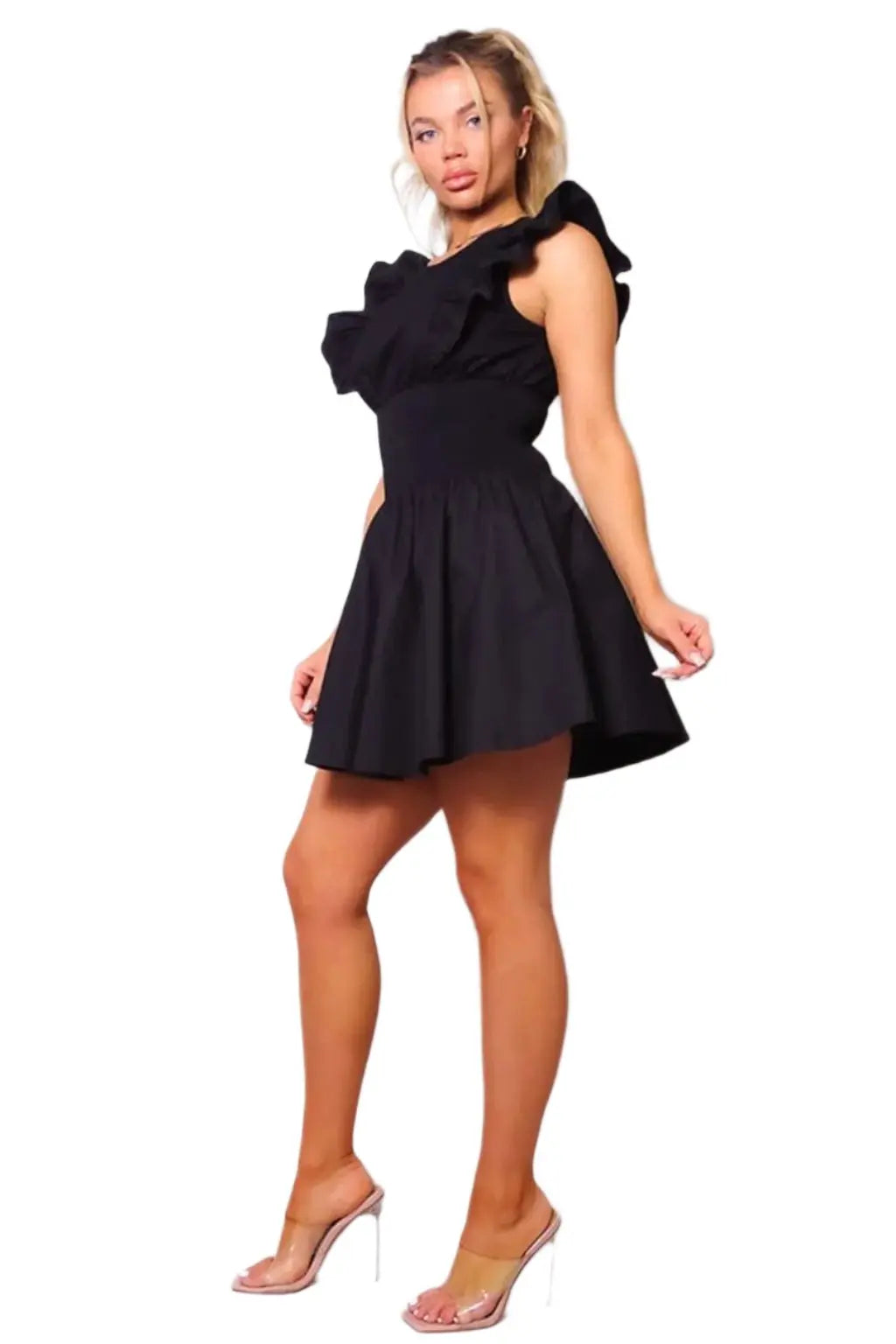 Carolina Ruffled Mini Dress Dress Epicplacess S Black 