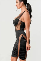 Gabriel Micro Mesh Midi Dress - Black Dress Epicplacess   