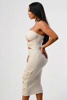 Katarina Snatched Tube Midi Dress - Black Dress Epicplacess L Cream 