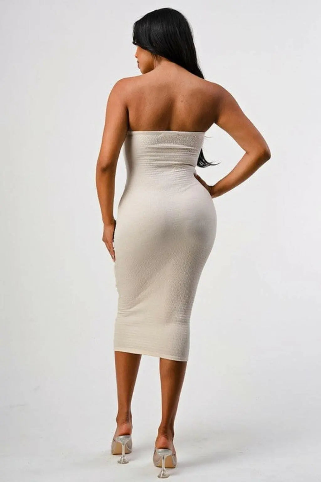 Katarina Snatched Tube Midi Dress - Black Dress Epicplacess M Cream 