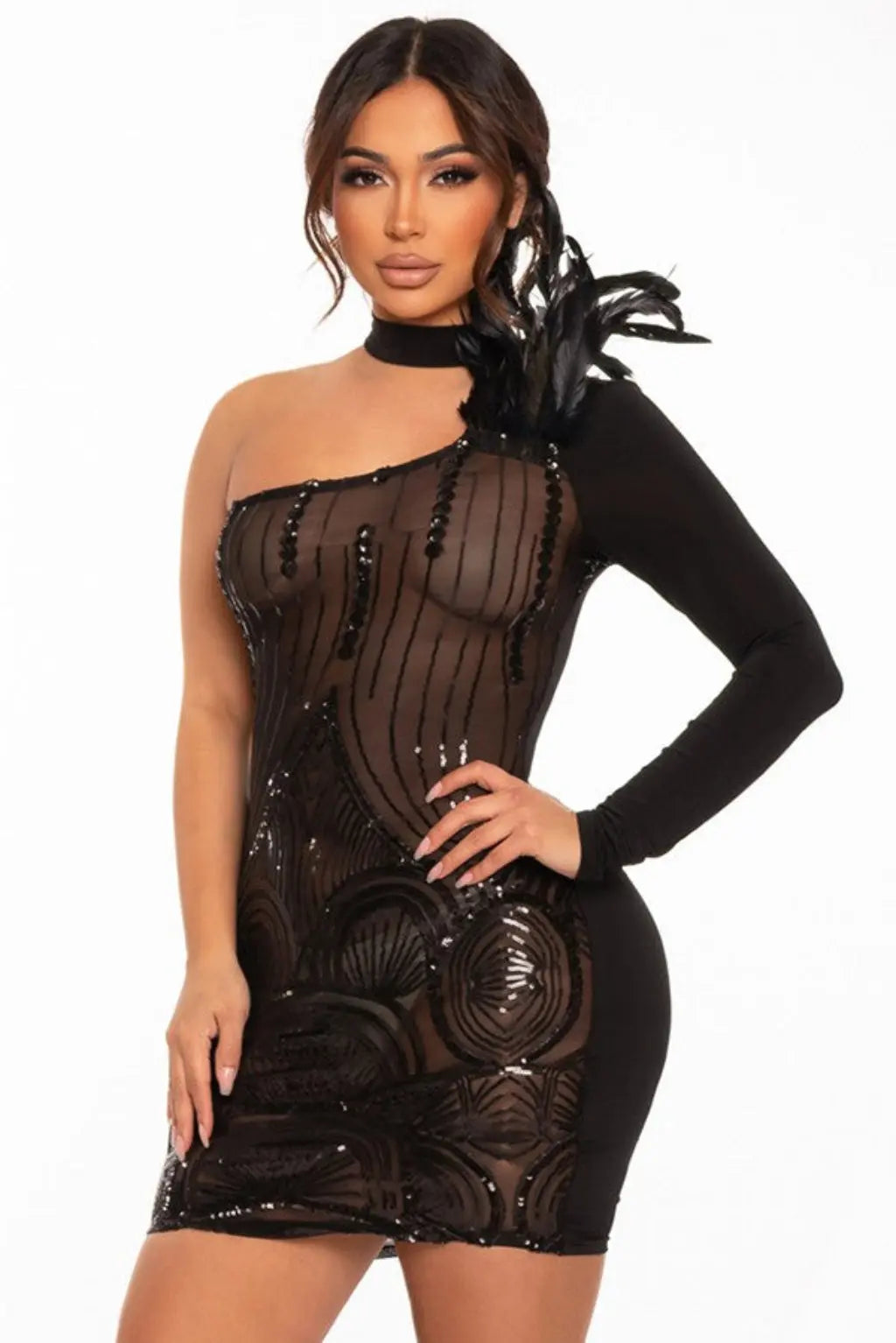 Piece My Side Seamless valentines mini dress - Black - Epicplacess