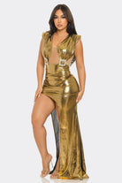 Shiny Metallic Maxi Dress - Black Dress Epicplacess   