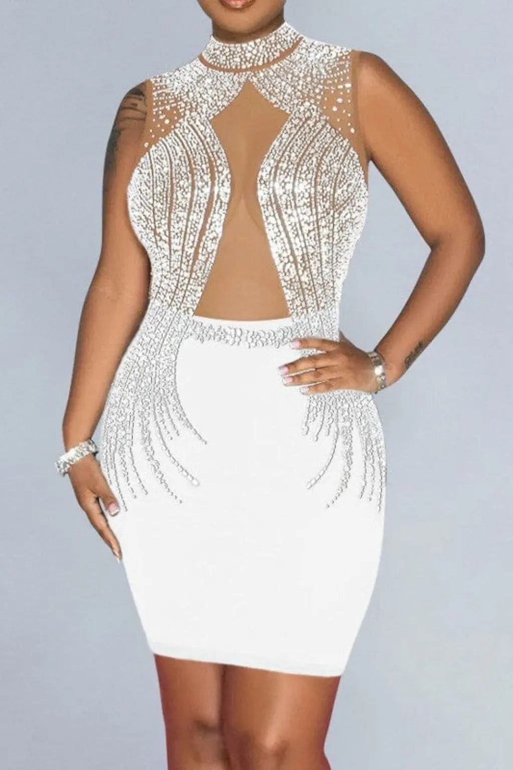We Ready Rhinestones Midi Dress Dress Epicplacess S White 