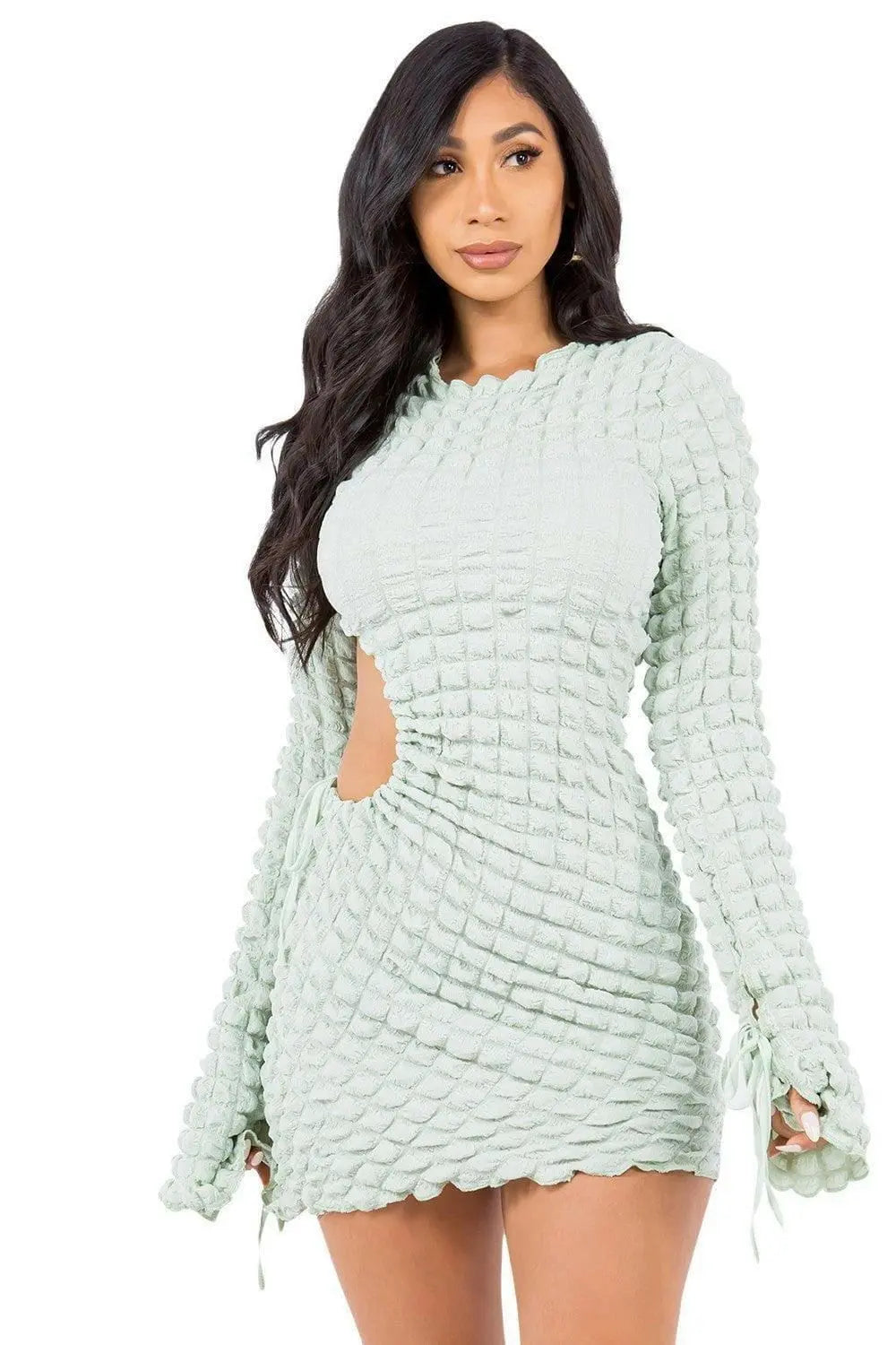 Chloe Bubble Mini Dress -Blue Dress Epicplacess   