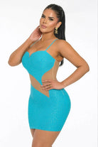 Rhinestone Heart Mini Dress - Blue Dress Epicplacess   