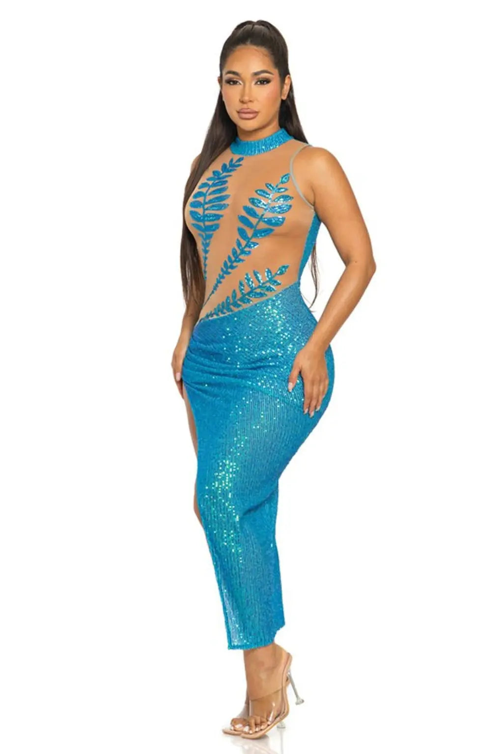 Seeker Sequin Maxi Dress-Blue - Epicplacess