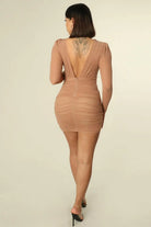 WRAP STYLE DEEP MINI DRESS-Brown Dress Epicplacess M Brown 
