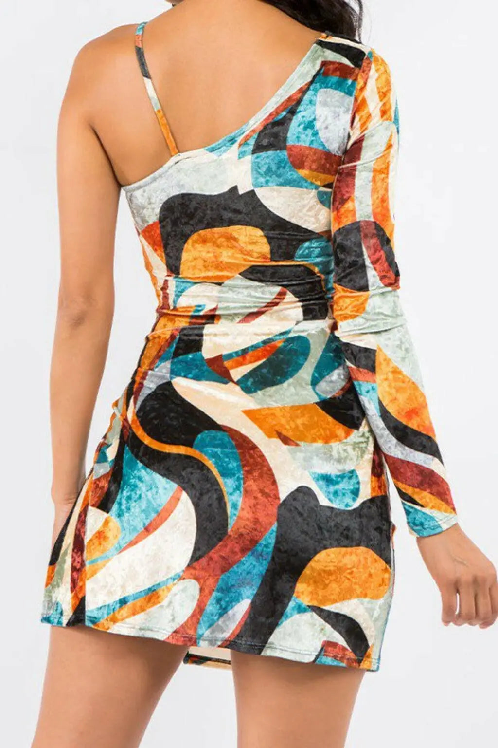 Velvet Print Eliana Mini Dress - Brown Dress Epicplacess   
