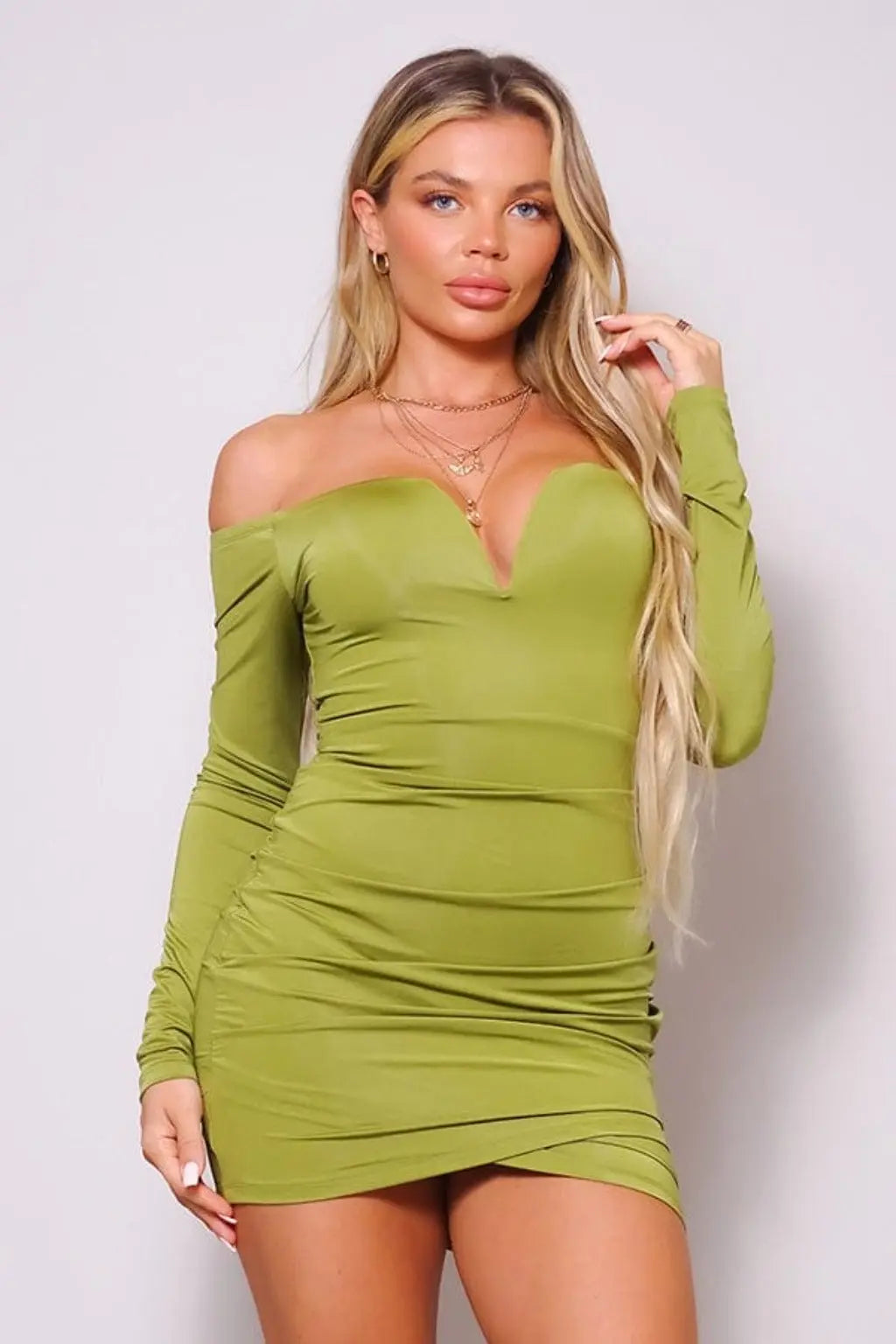 Maura Off Shoulder Mini Dress Dress Epicplacess S Green 
