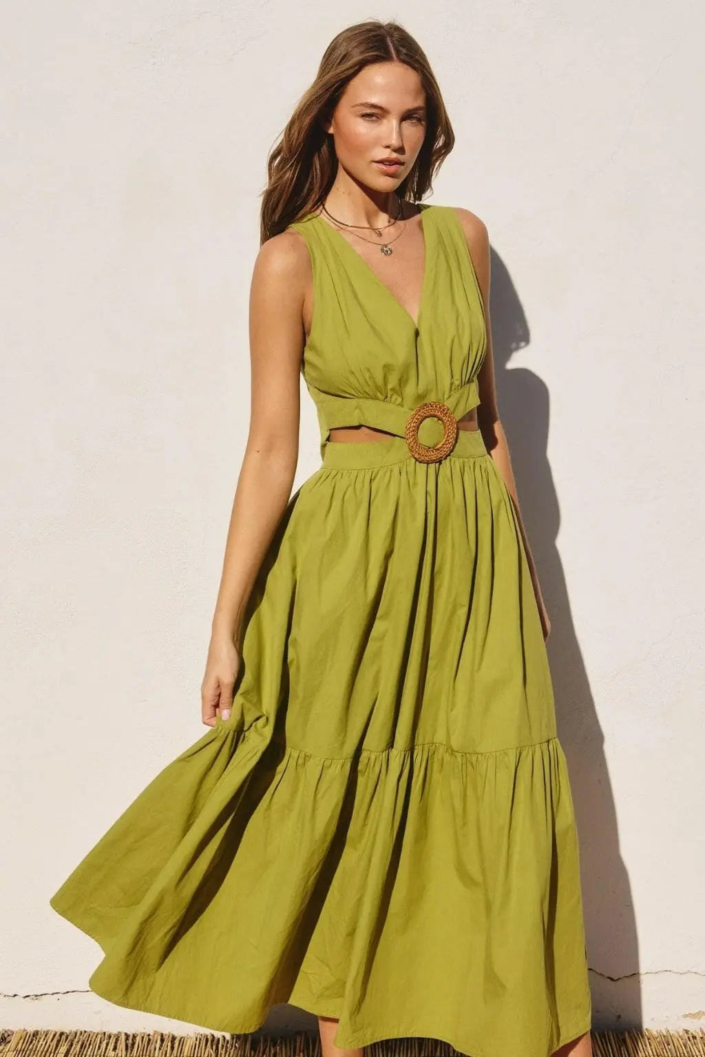 O Ring Cutout Halter Maxi Dress - Green Dress Epicplacess S Green 