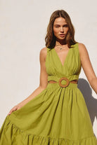 O Ring Cutout Halter Maxi Dress - Green Dress Epicplacess   