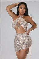 Vera Sheer Sequin Mini Dress - Green Dress Epicplacess M Champagne 