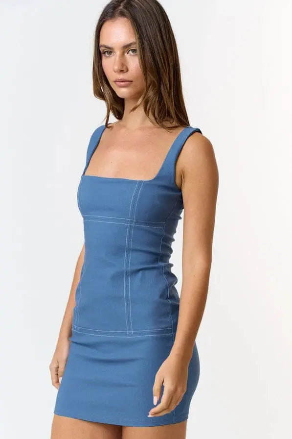 Square Denim Women's Mini Dress Dress Epicplacess   