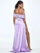 Crystal Corset Satin Maxi Dress - Purple Dress Epicplacess   