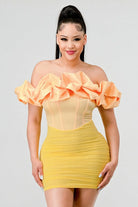 Luxe Ruffled Satin Mini Dress Dress Epicplacess S Yellow 