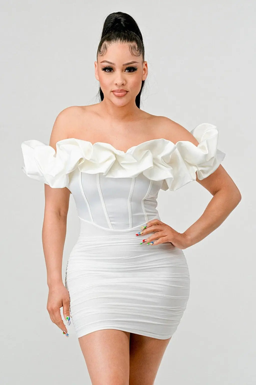 Luxe Ruffled Satin Mini Dress Dress Epicplacess S White 
