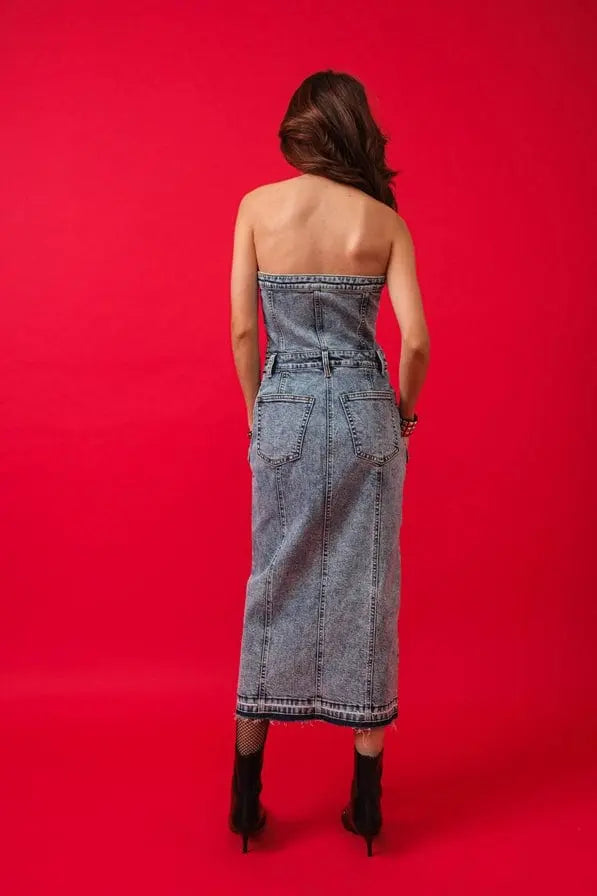 Rustic Women's Denim Midi Dress Dress Epicplacess   