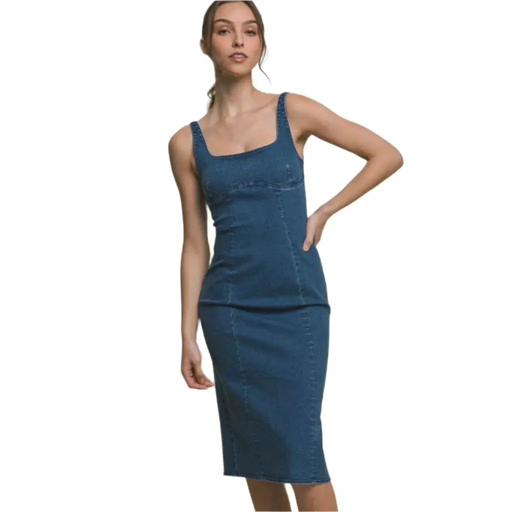 Breeze Britany Denim Midi Dress Dress Epicplacess Dark Blue S 