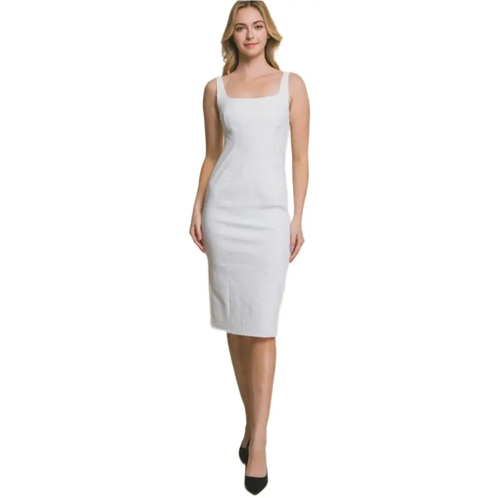 Breeze Britany Denim Midi Dress Dress Epicplacess White S 