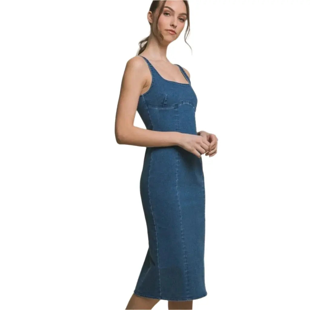 Breeze Britany Denim Midi Dress Dress Epicplacess   