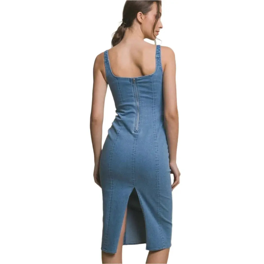 Breeze Britany Denim Midi Dress Dress Epicplacess   
