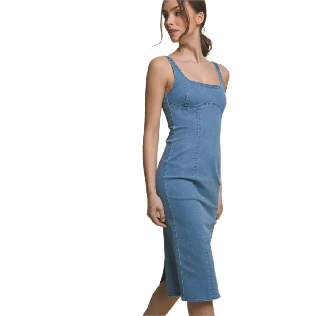 Breeze Britany Denim Midi Dress Dress Epicplacess   