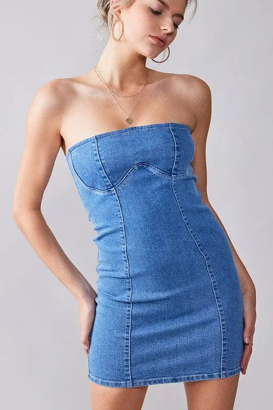 She's Stylish Denim Women's Short Dress Dress Epicplacess Blue S 