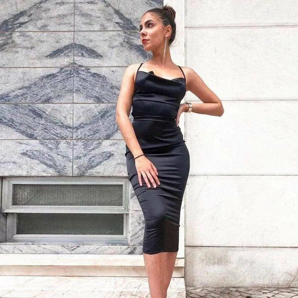Ruched And Ready Midi Dress Dress Epicplacess Black L 