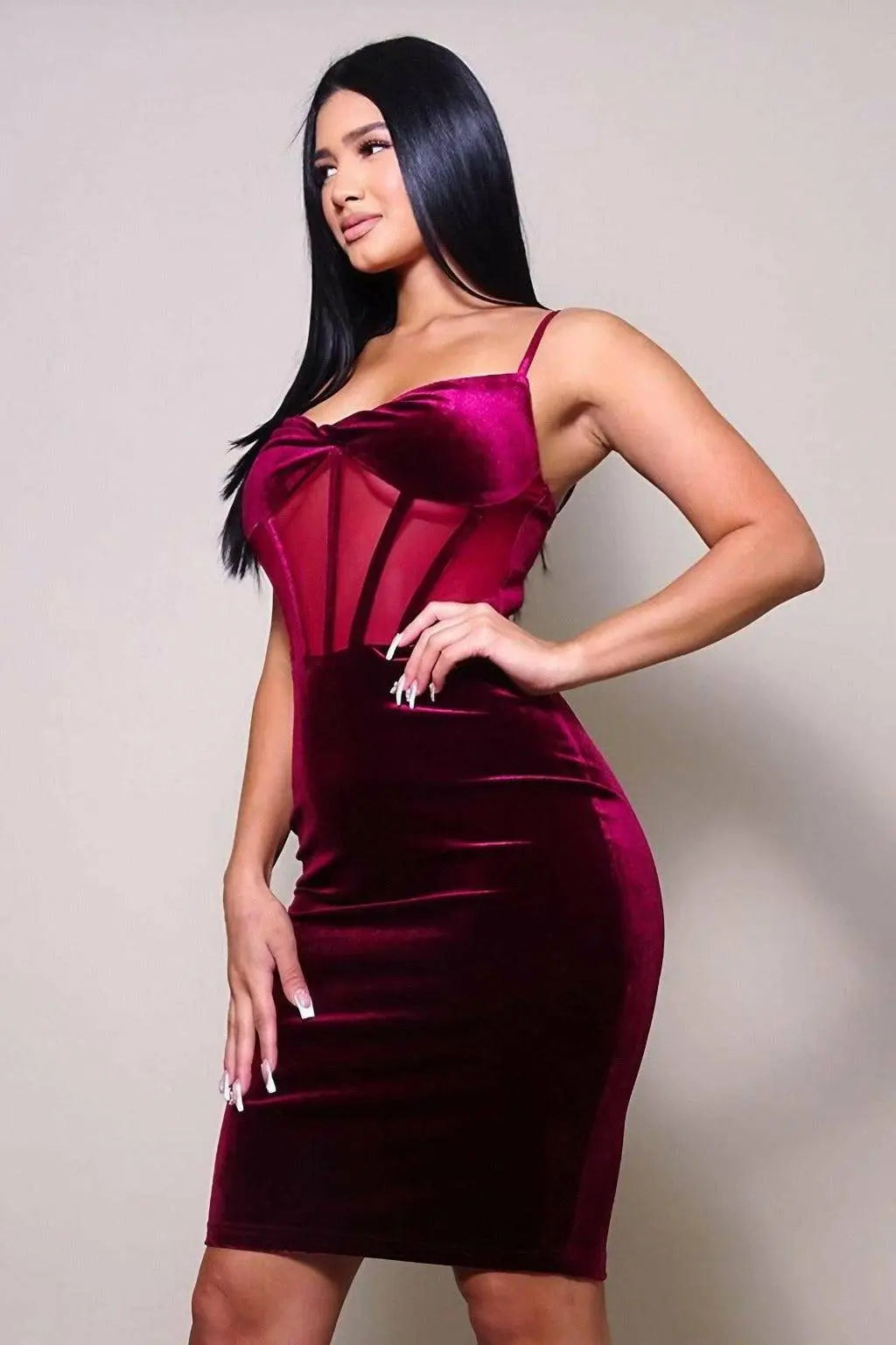 Bonded To You Velvet See Midi Dress Dress Epicplacess   