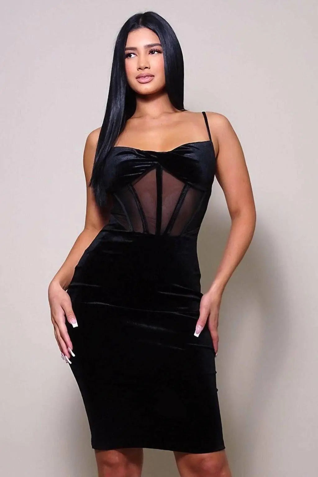 Bonded To You Velvet See Midi Dress Dress Epicplacess   