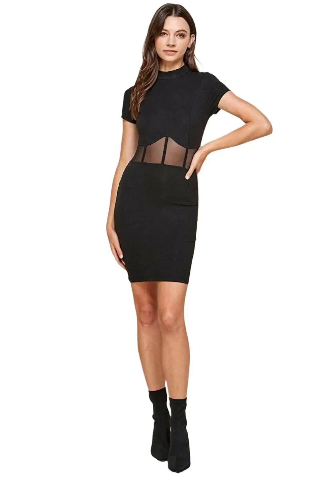 Corset Mesh Mock Mini Dress Dress Epicplacess   