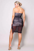 Feeling Meshy Ruching Slit Midi Dress Dress Epicplacess   