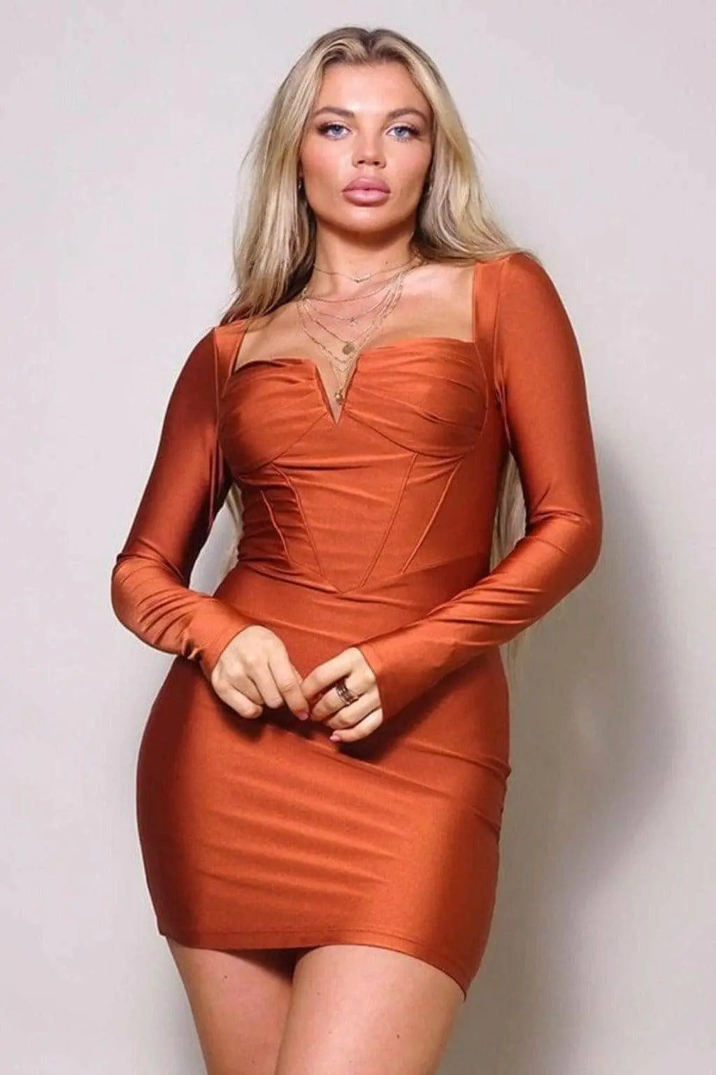 First Priority Corset Mini Dress-Orange Dress Epicplacess   