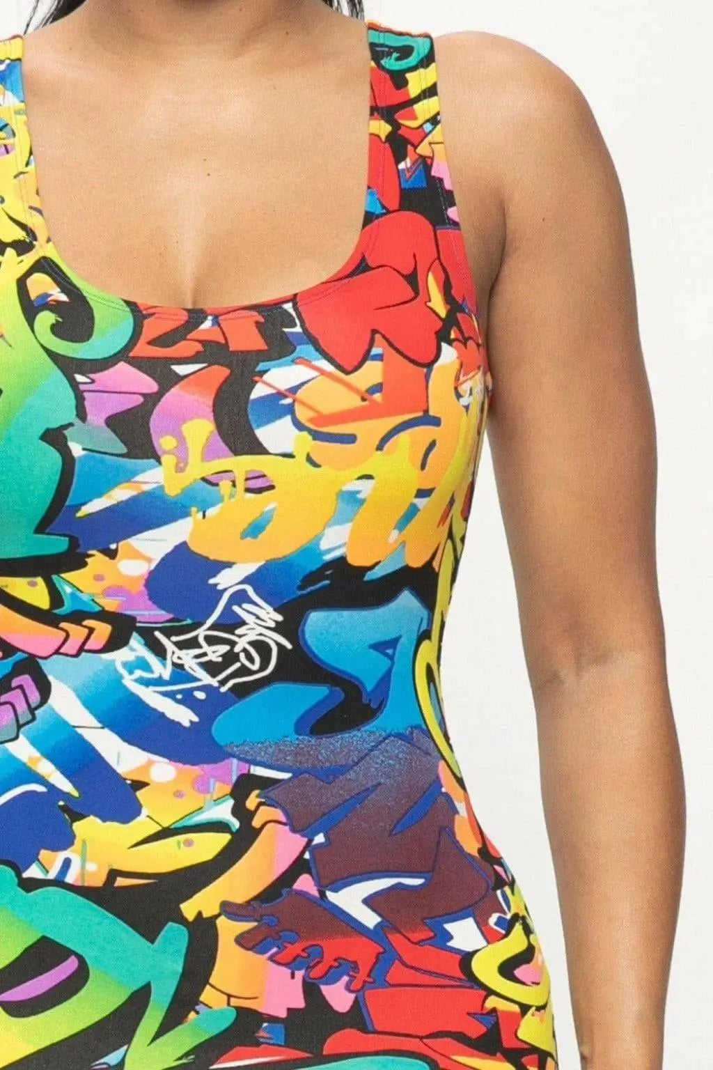 Graffiti Print Tank Midi Dress DRESS Epicplacess   