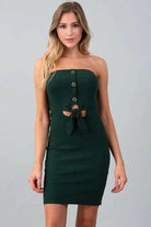 Tube Front Button And Tie Midi Dress Dress Epicplacess Green S 
