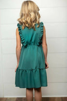 Kids Dark Teal Ruffle Front Button Dress Dress Epicplacess   