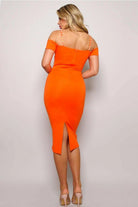 Pearl Off Shoulder Mermaid Midi Dress Dress Epicplacess Large ORANGE United States