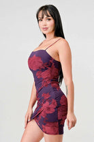 Dark Print Tulip Romance Mini Dress - Plum Dress Epicplacess M Plum 