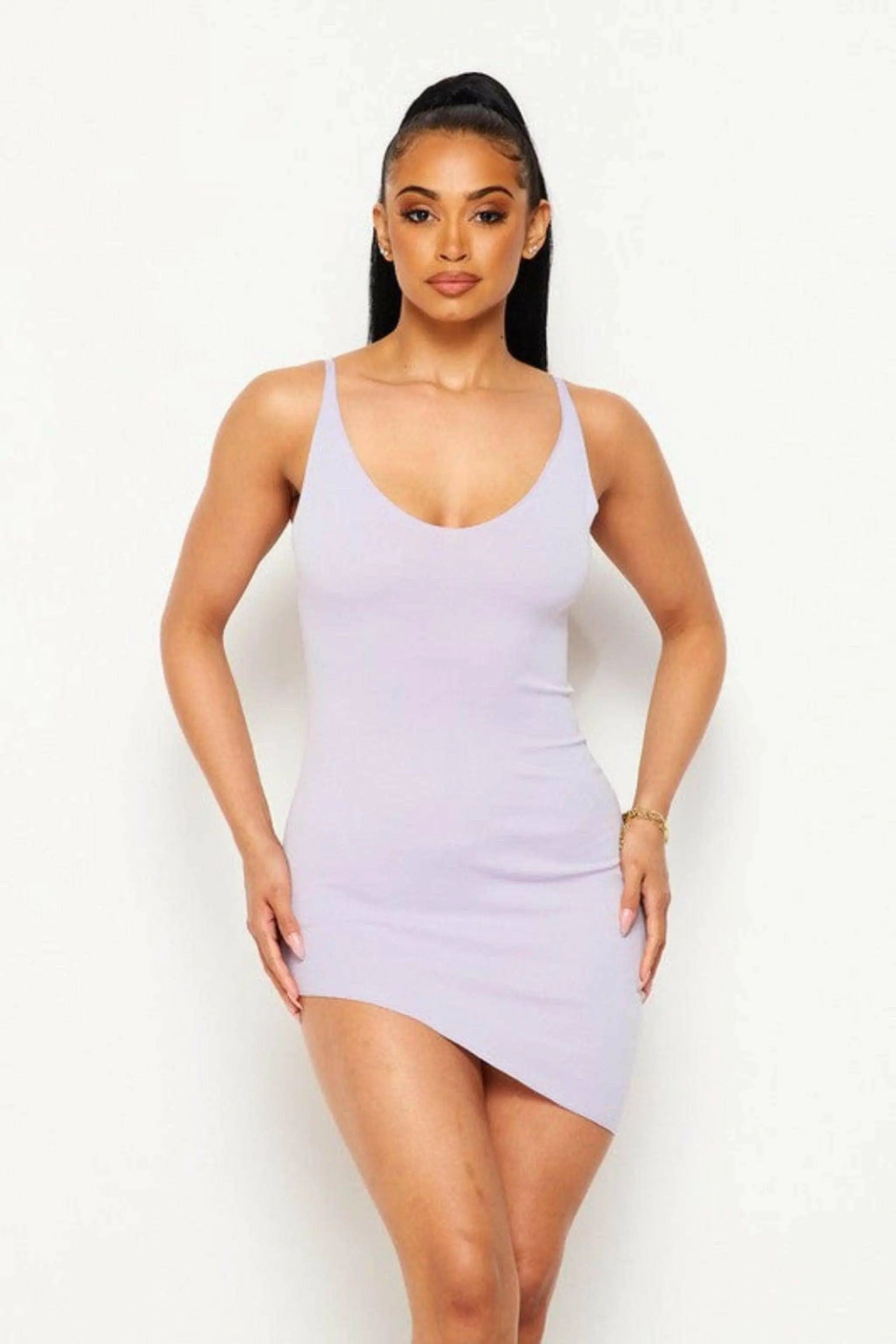Rib fabric are versatile MINI DRESS DRESS Epicplacess Medium Lilac POLYESTER
