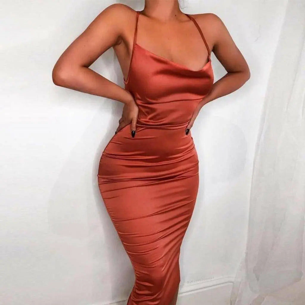 Ruched And Ready Midi Dress Dress Epicplacess Orange L 