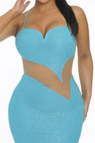 Rhinestone Heart Mini Dress - Blue Dress Epicplacess   