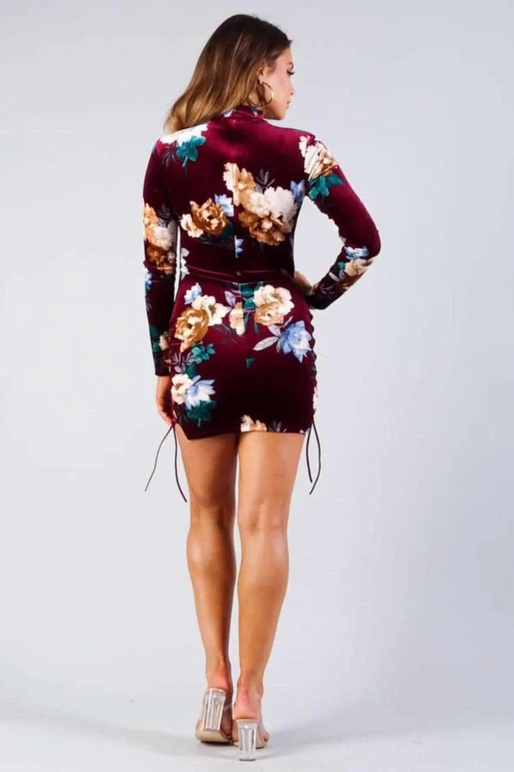 Romantic Velvet Floral Mini Dress-Black Dress Epicplacess   