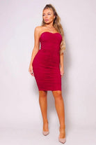 Ruched & Ready Strapless Midi Dress Dress Epicplacess   