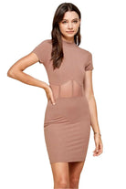 Corset Mesh Mock Mini Dress Dress Epicplacess S Brown 