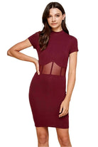 Corset Mesh Mock Mini Dress Dress Epicplacess S Burgundy 