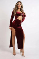 Cut Out Slit Eyelet Tie Maxi Dress Dress Epicplacess S Burgundy 