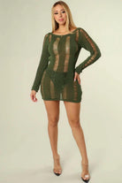Exposed StrIpe Distressed Mini Dress Dress Epicplacess S Green 